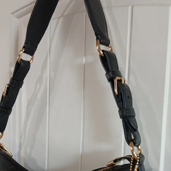 Coach (Rori) Black Leather Shoulder Bag with Gold Hardware - Picture 4 of 8